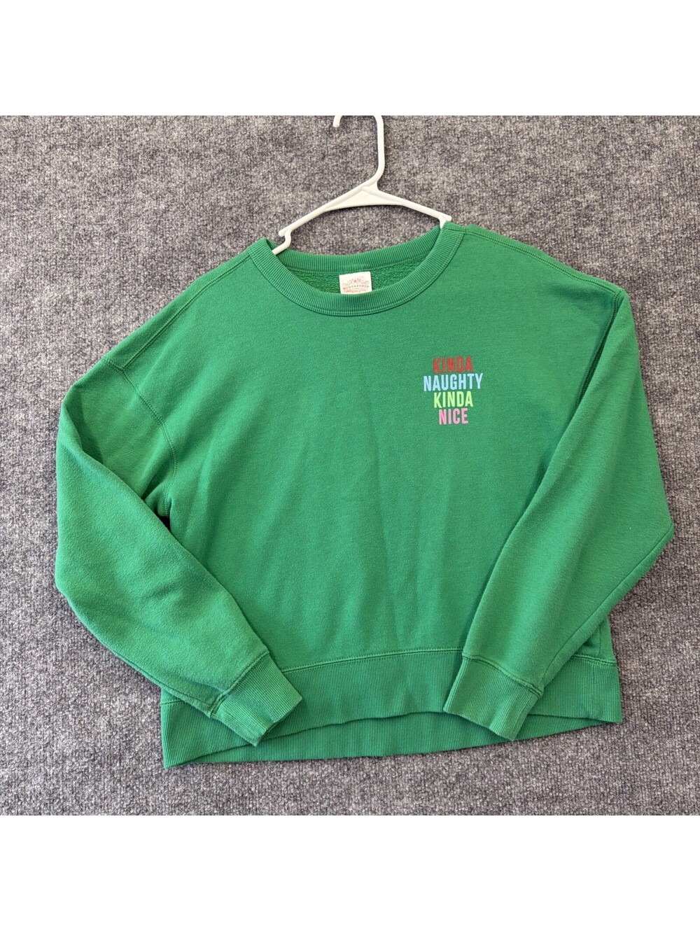 Christmas Wonder Shop At Target Kinda Naughty Kinda Nice Green Crewneck Sweater